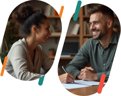 Muž s ženou podepisují mezi sebou smlouvu